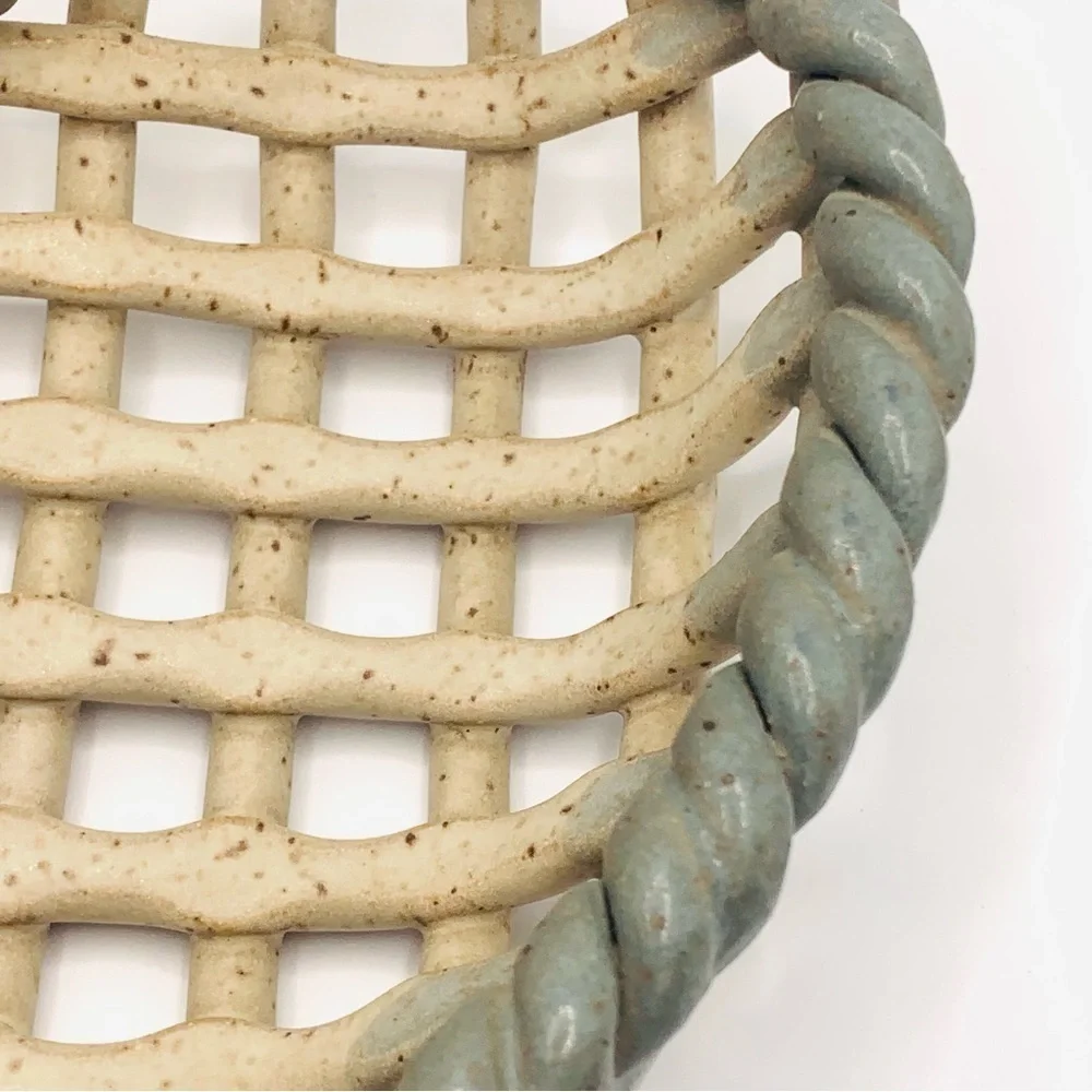 Rustic Handmade Pottery Ceramic Heart Dish Bowl – Lattice Design